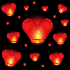 chinese lantern heart shape Chinese Valentine's Day